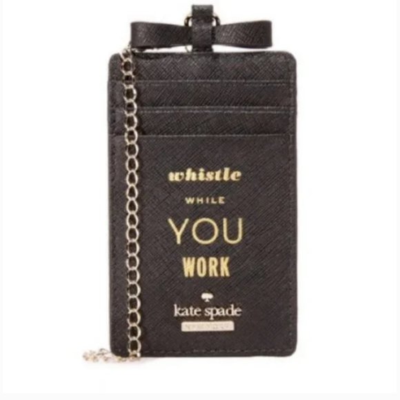 Kate Spade Purple Whistle While You Work cameron street Lanyard ID card holder - Picture 2 of 10